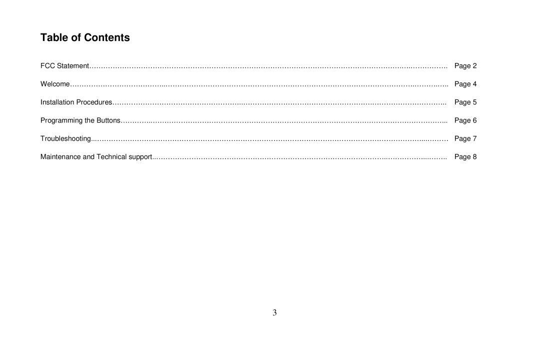 Micro Innovations PD7275LSR user manual Table of Contents 