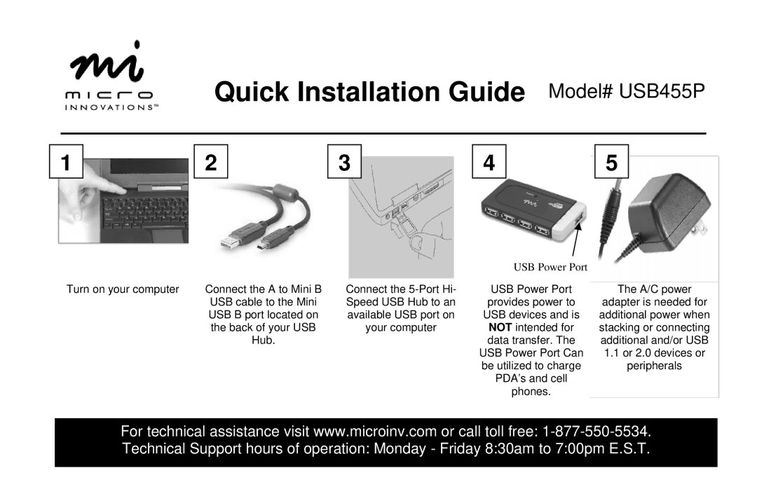 Micro Innovations manual Quick Installation Guide Model# USB455P 