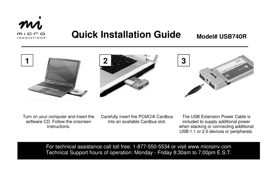 Micro Innovations manual Quick Installation Guide Model# USB740R 