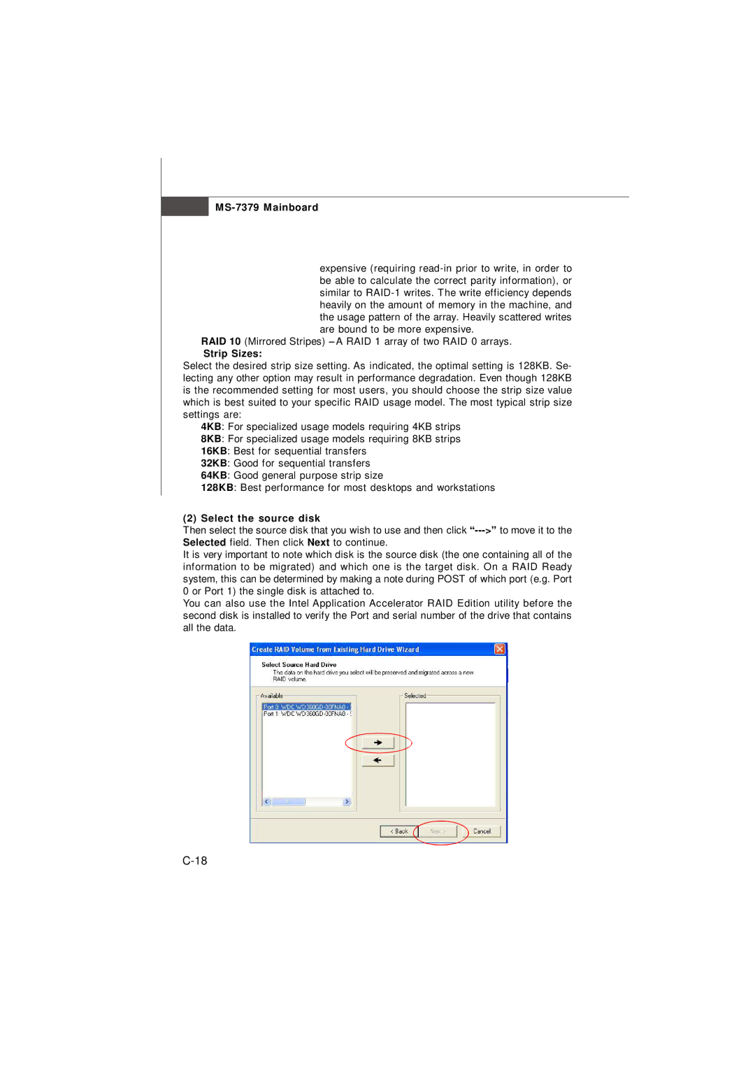 Micro Star  Computer G31M manual † Strip Sizes, Select the source disk 