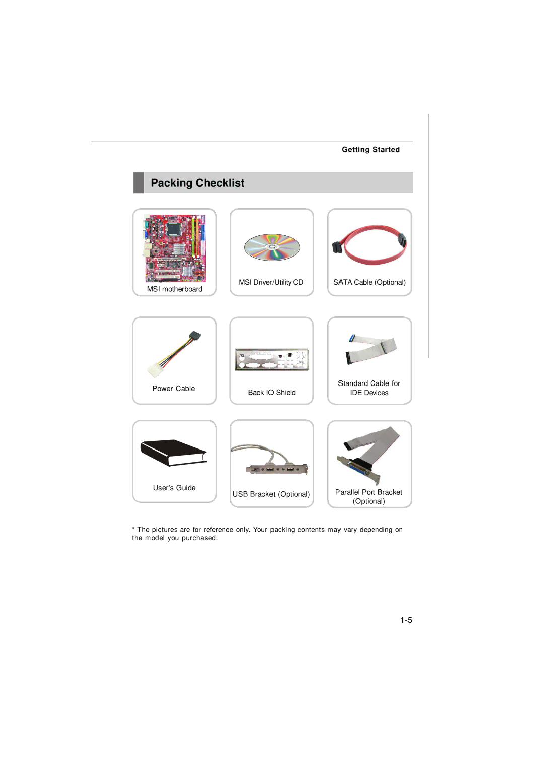 Micro Star  Computer G31M manual Packing Checklist, Getting Started 