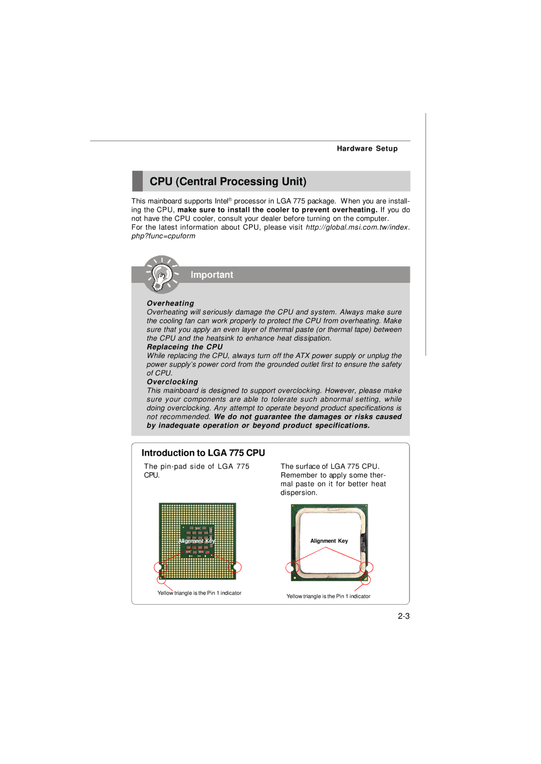 Micro Star  Computer G31M manual CPU Central Processing Unit, Introduction to LGA 775 CPU 