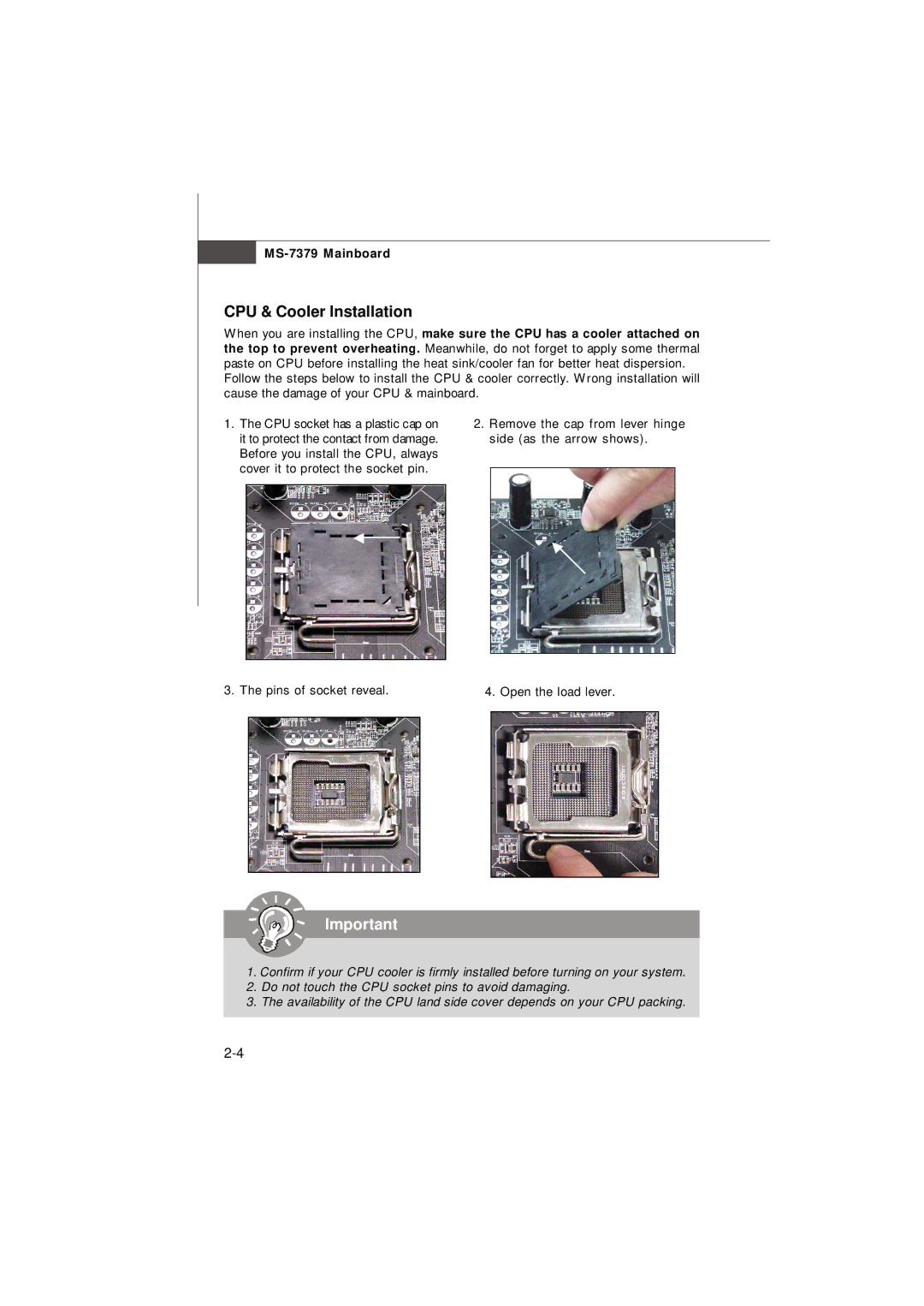 Micro Star  Computer G31M manual CPU & Cooler Installation 