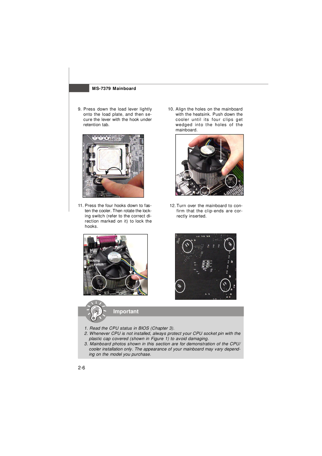 Micro Star  Computer G31M manual Locking switch 