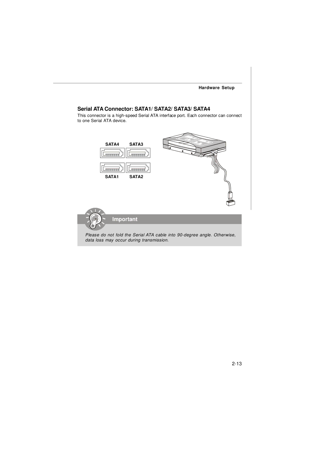 Micro Star  Computer G31M manual Serial ATA Connector SATA1/ SATA2/ SATA3/ SATA4, SATA4 SATA3 SATA1 SATA2 