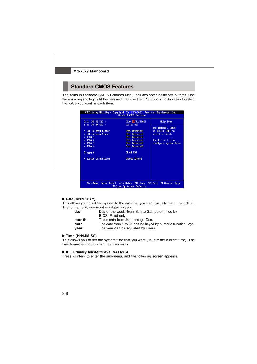 Micro Star  Computer G31M manual Standard Cmos Features 