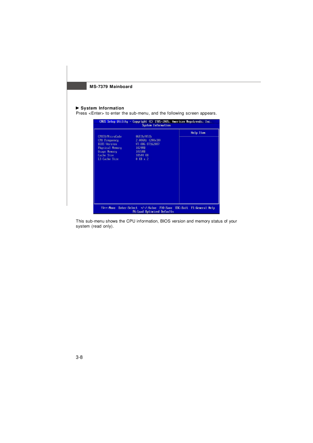 Micro Star  Computer G31M manual MS-7379 Mainboard System Information 