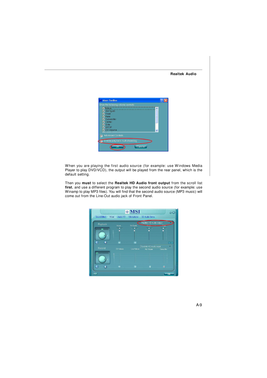 Micro Star  Computer G31M manual Realtek Audio 