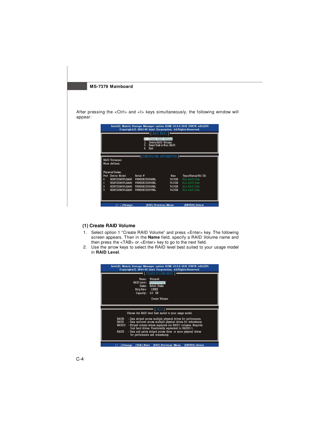 Micro Star  Computer G31M manual Create RAID Volume 