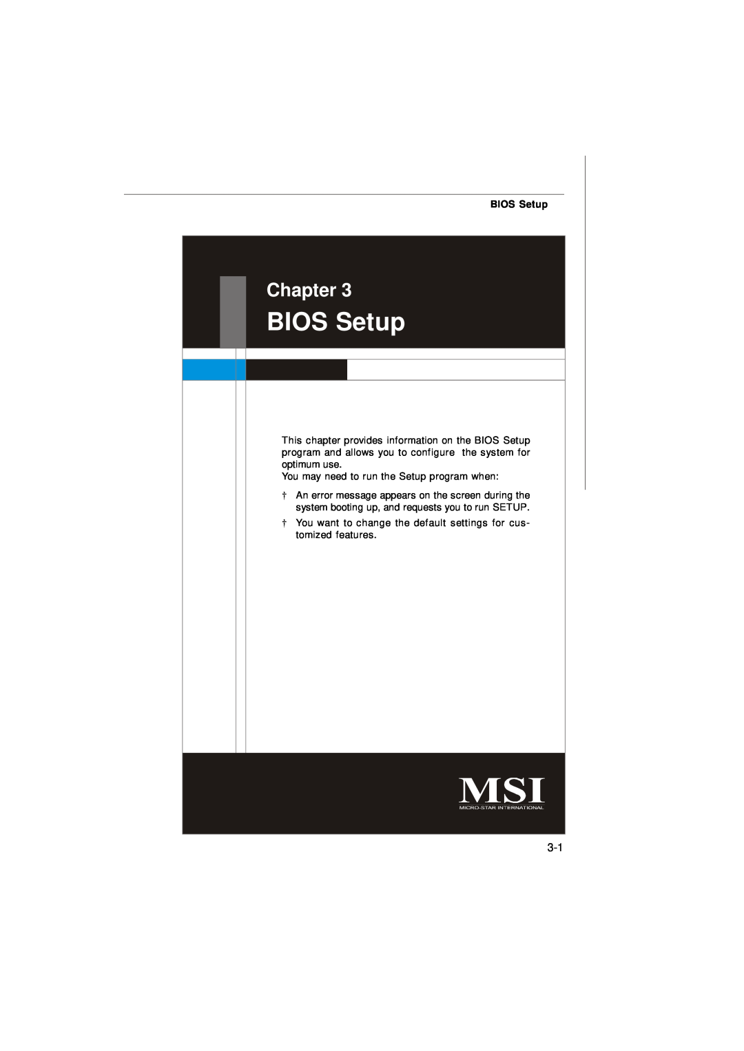 Micro Star  Computer G31M manual BIOS Setup, Chapter 