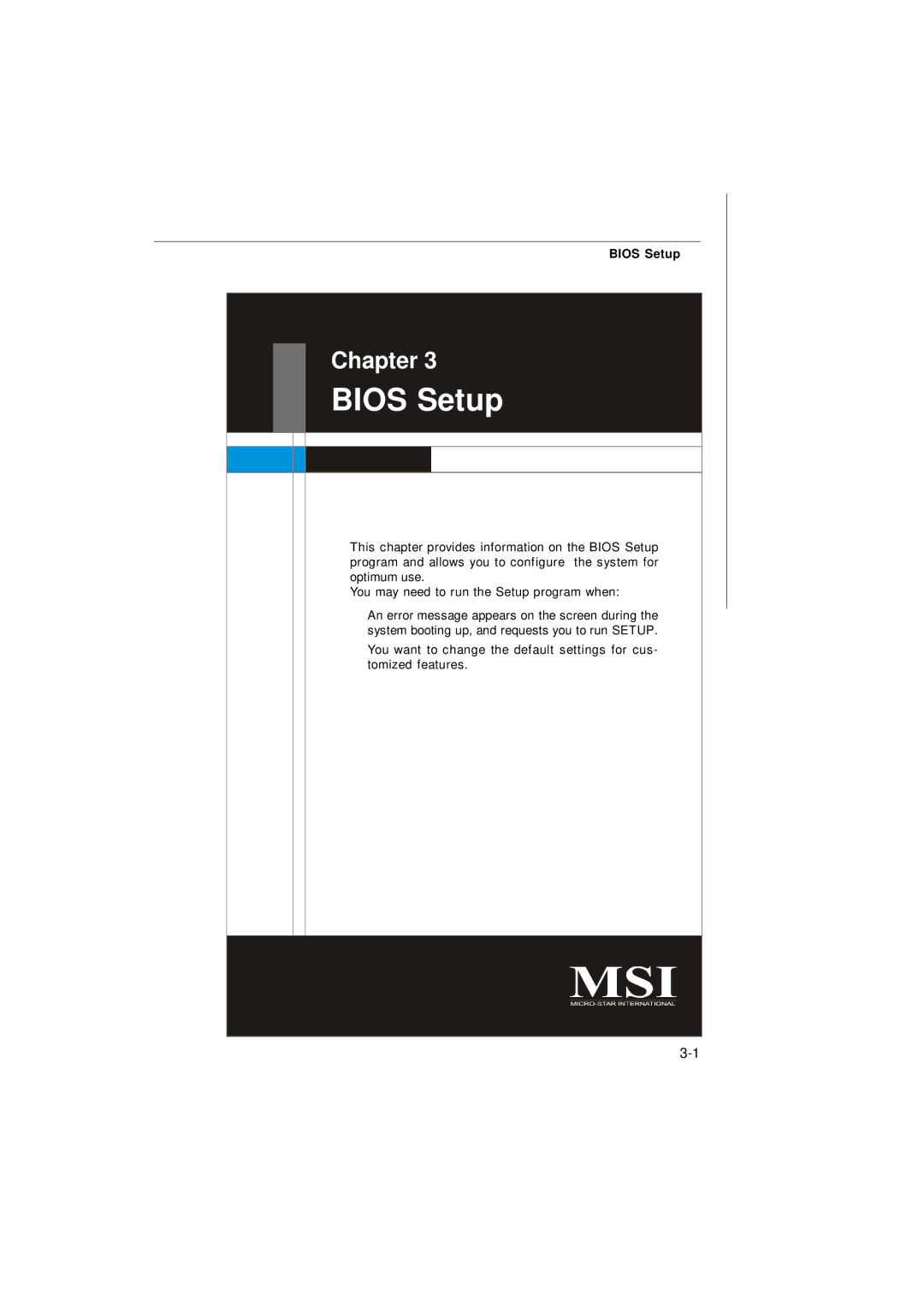 Micro Star  Computer G52-73601X1 manual Bios Setup 