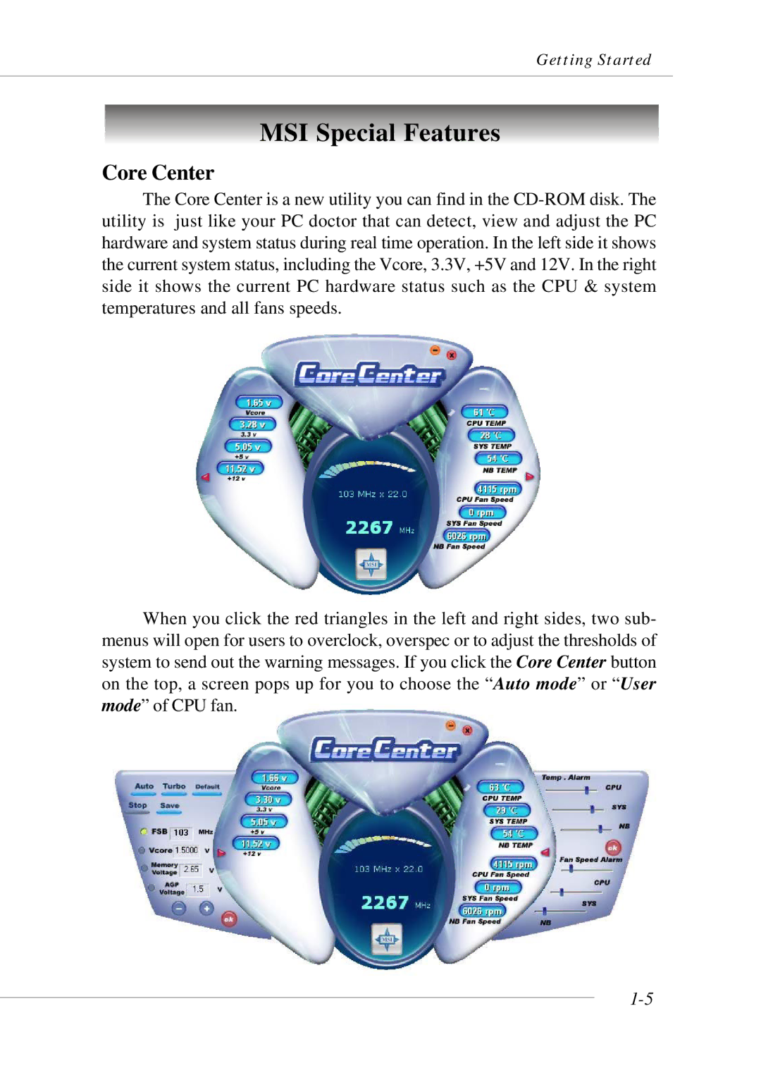 Micro Star  Computer MS- 9130 v1.x manual MSI Special Features, Core Center 