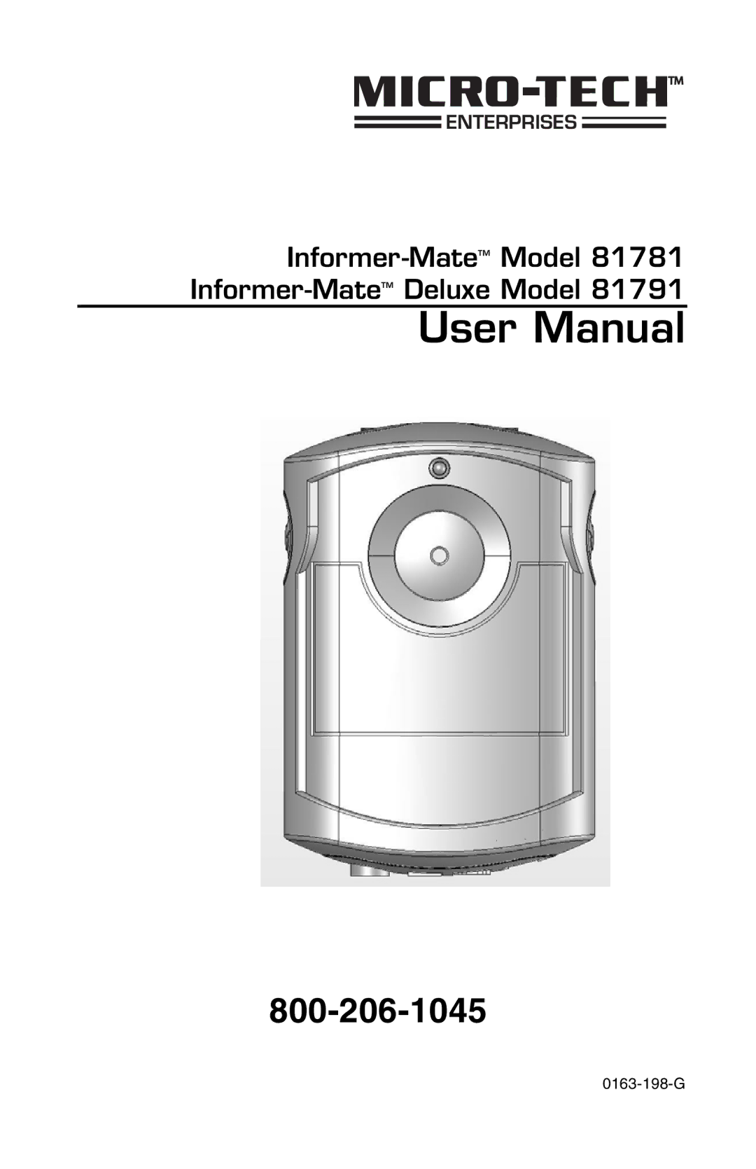 Micro Technic 81791 user manual Informer-MateTMModel 81781 Informer-MateTMDeluxe Model, 0163-198-G 