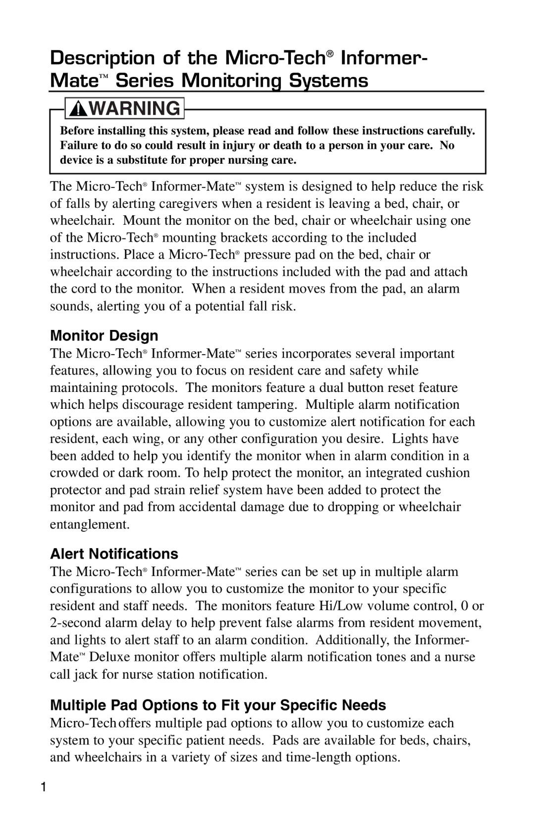 Micro Technic 81791, 81781 user manual Monitor Design 