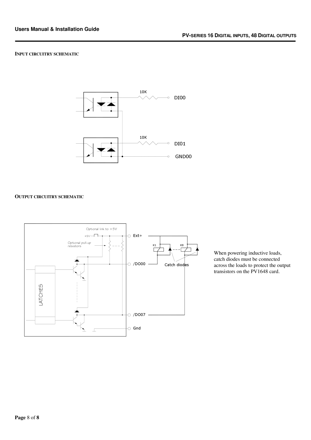 Micro Technic PV-1648 user manual Input Circuitry Schematic Output Circuitry Schematic 