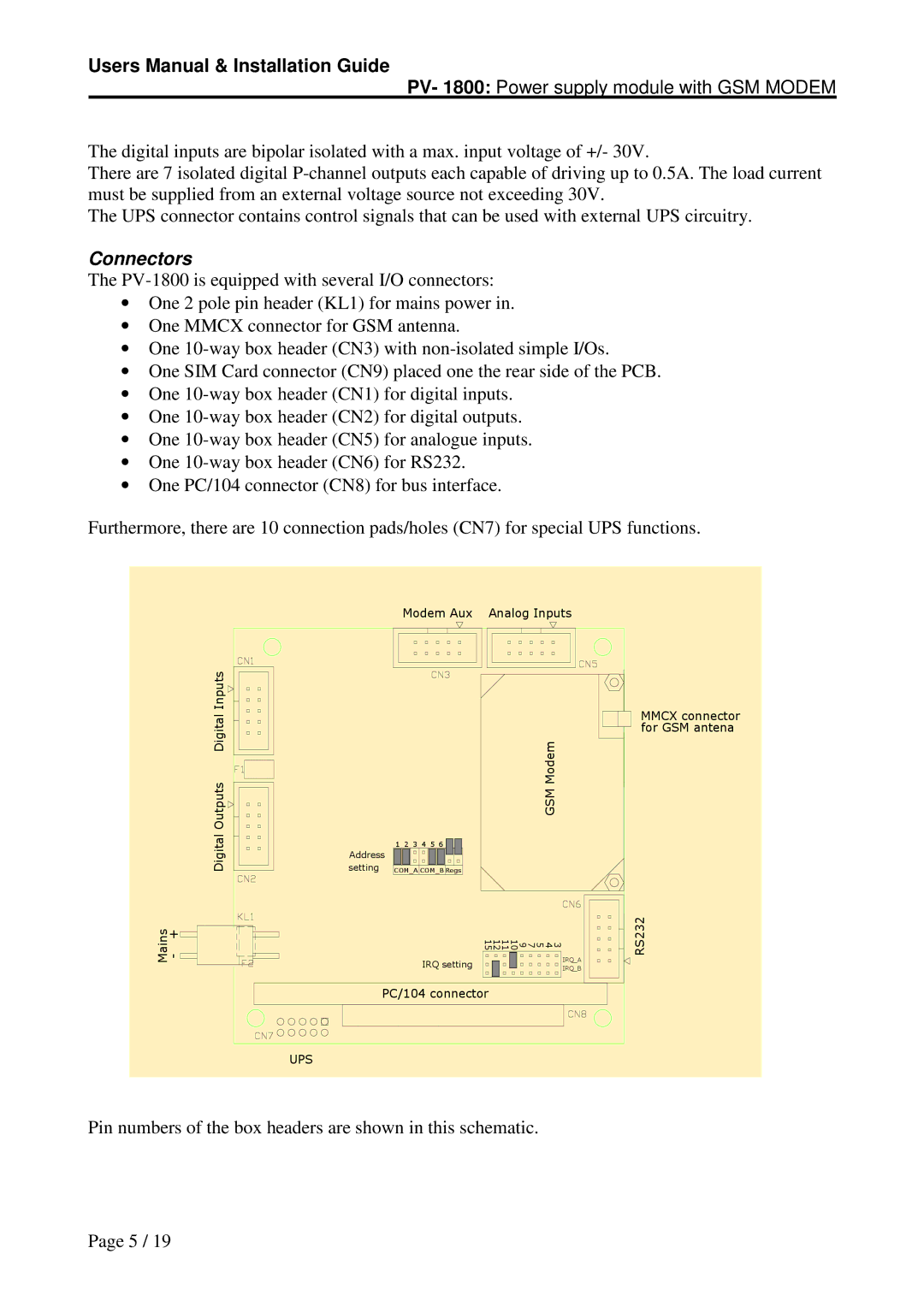 Micro Technic PV-1800 user manual Connectors 