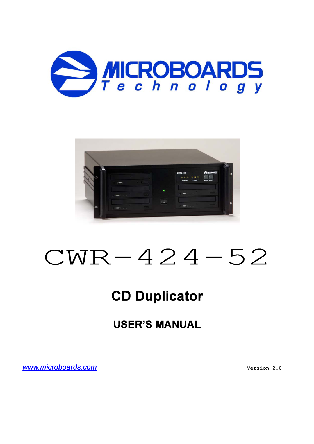 MicroBoards Technology CWR-424-52 user manual CD Duplicator, Version 