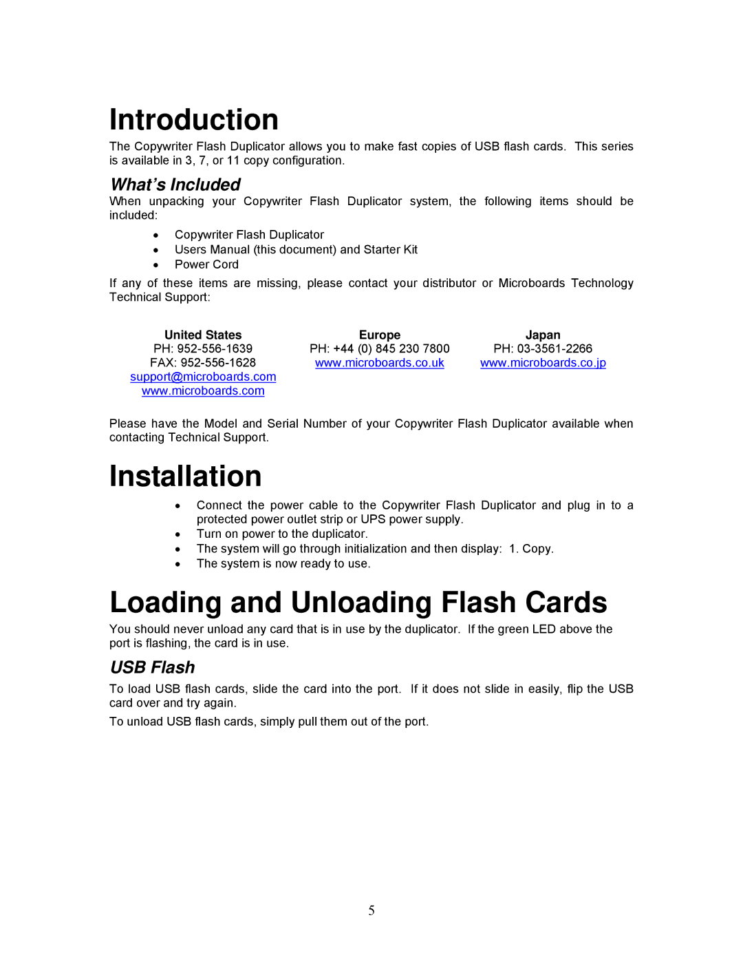 MicroBoards Technology Flash Duplicator Introduction, Installation, Loading and Unloading Flash Cards, What’s Included 