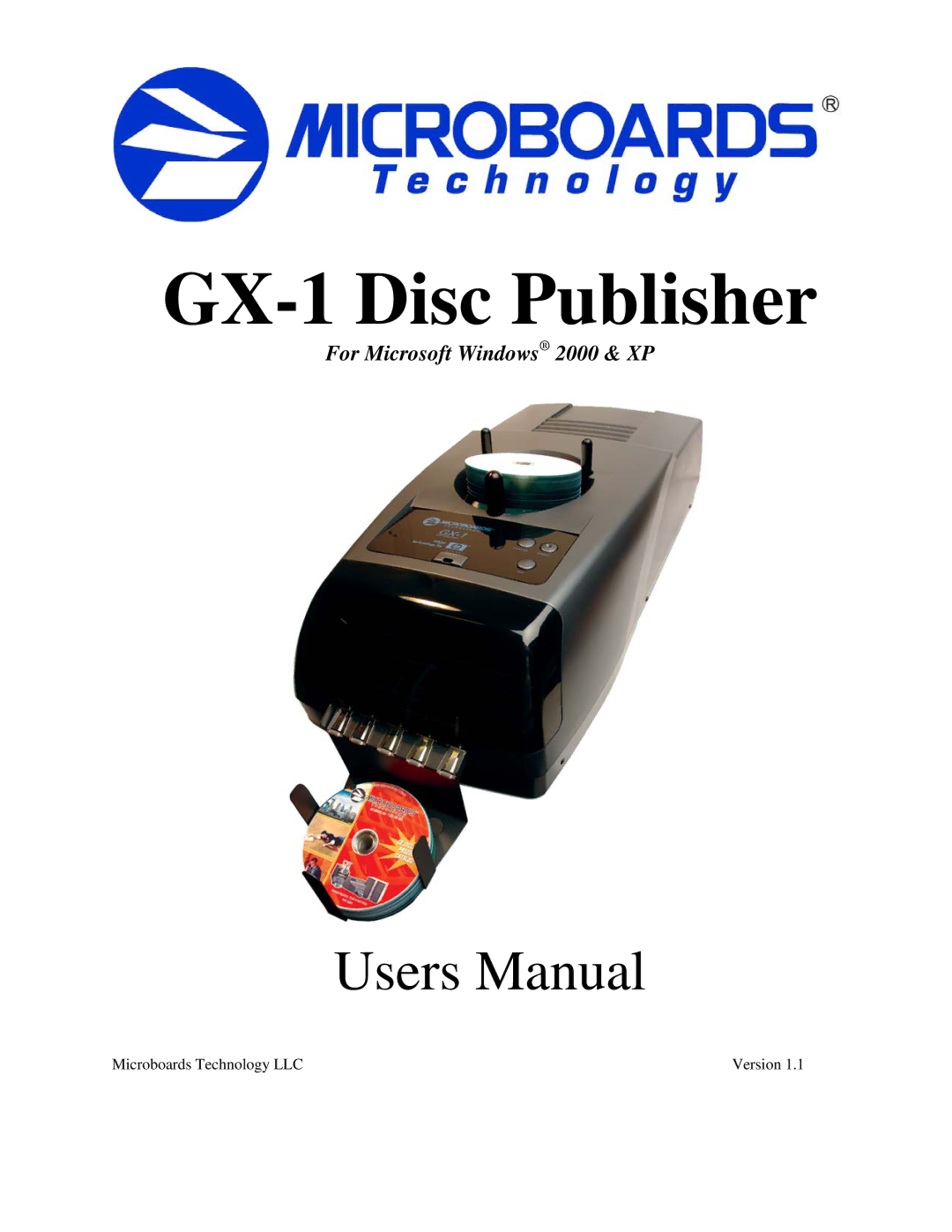 MicroBoards Technology user manual GX-1 Disc Publisher 