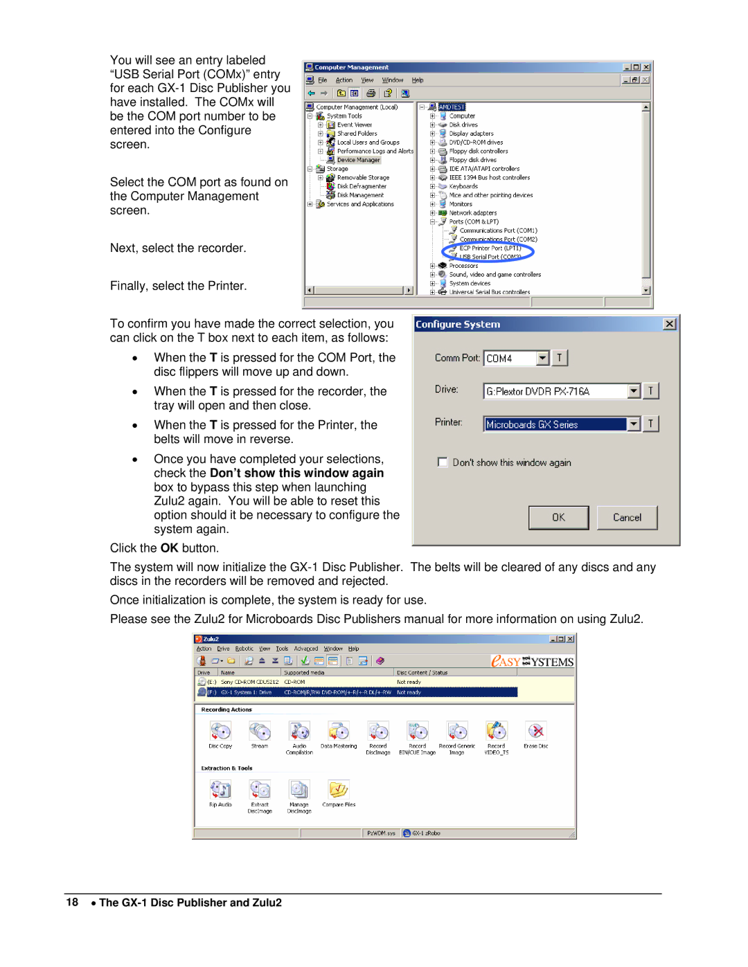 MicroBoards Technology user manual GX-1 Disc Publisher and Zulu2 