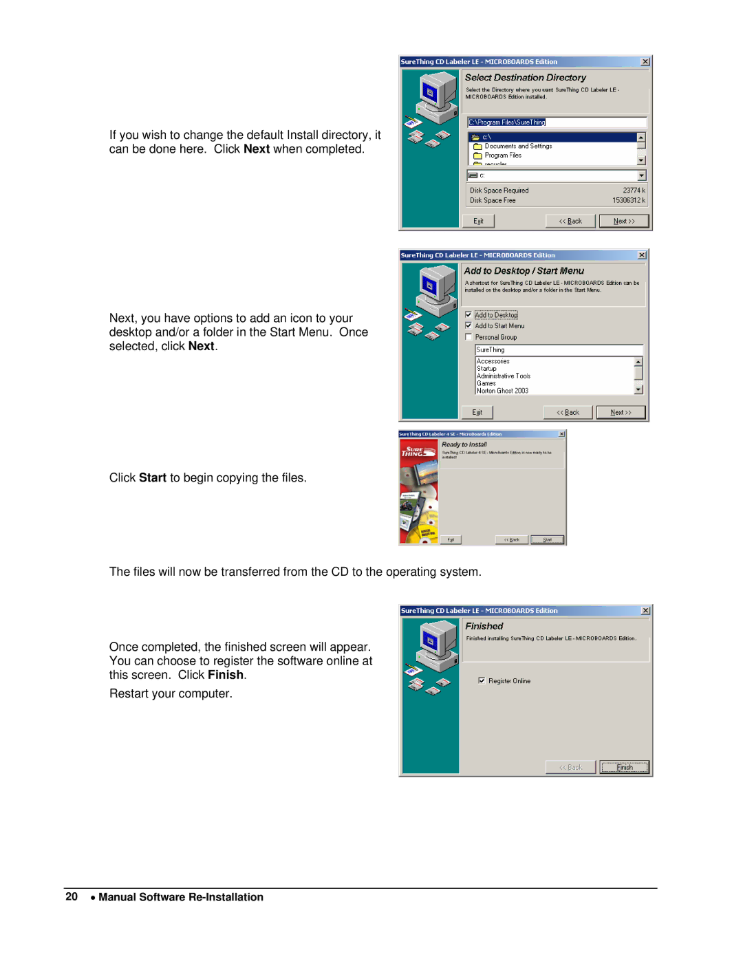 MicroBoards Technology GX-1 user manual Manual Software Re-Installation 