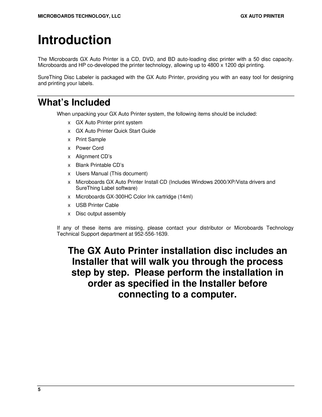 MicroBoards Technology GX Auto Printer user manual Introduction, What’s Included 