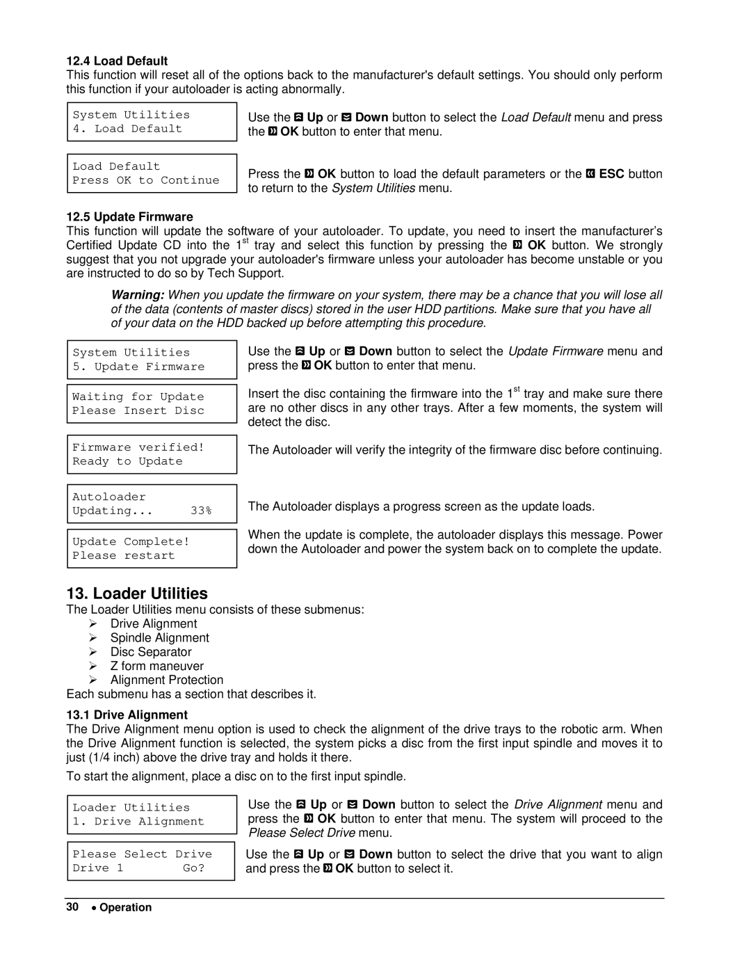 MicroBoards Technology HCL-8000, HCL Series, HCL-6000, HCL-4000 System Utilities 4. Load Default Press OK to Continue 