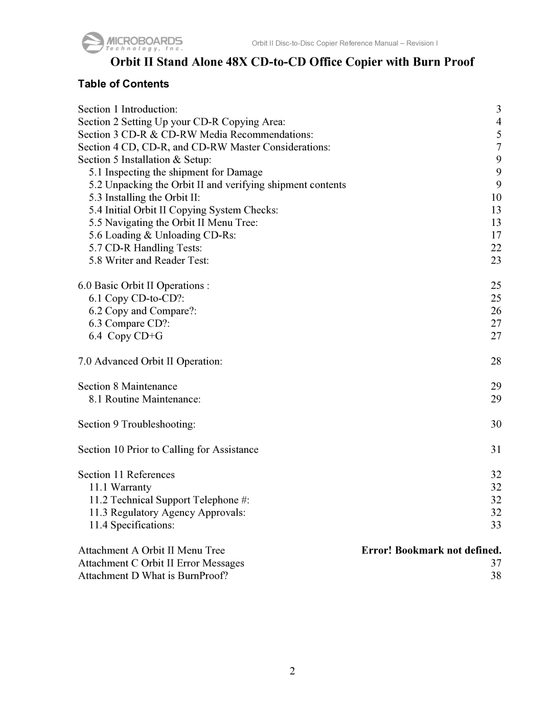 MicroBoards Technology II manual Table of Contents 