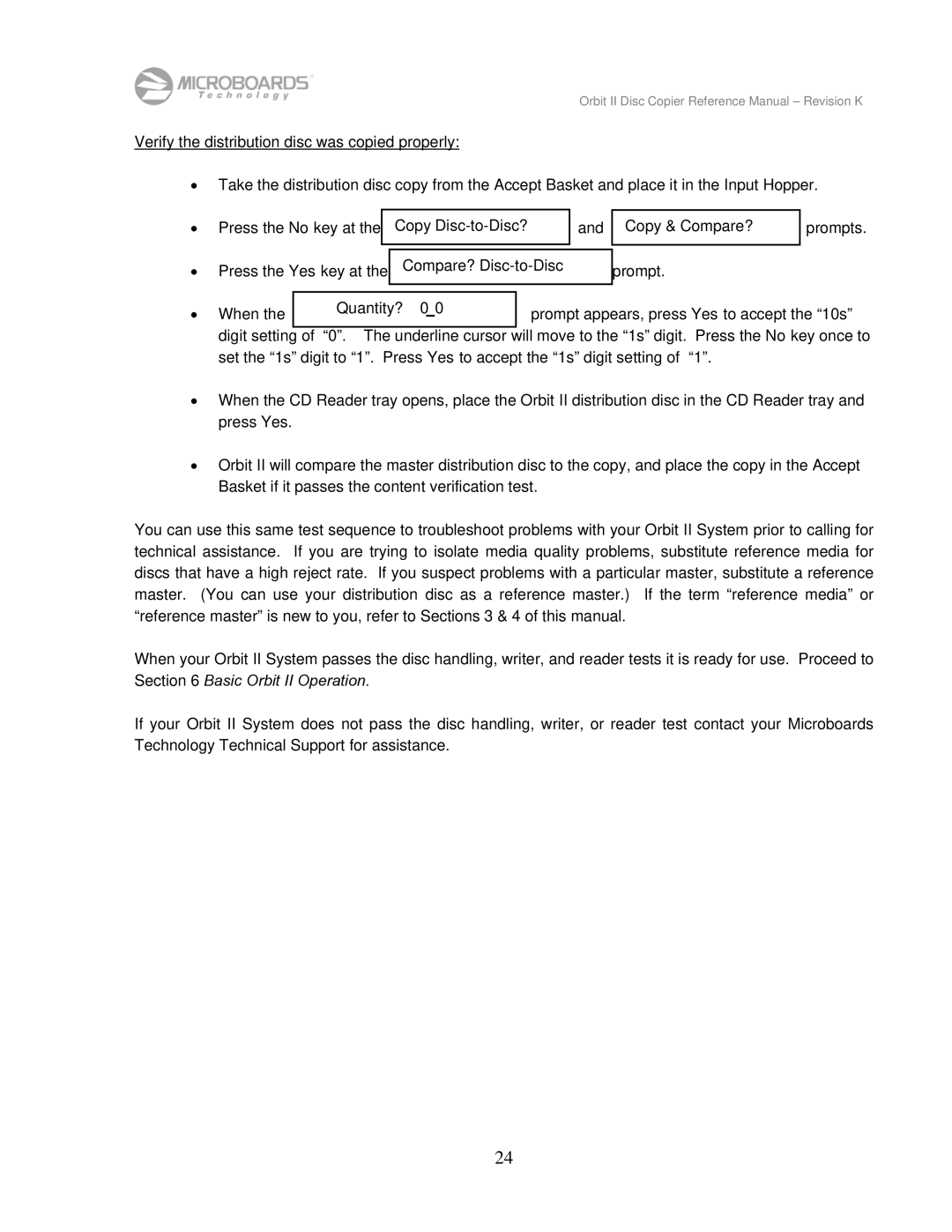 MicroBoards Technology Orbit II manual Compare? Disc-to-Disc Copy & Compare? 