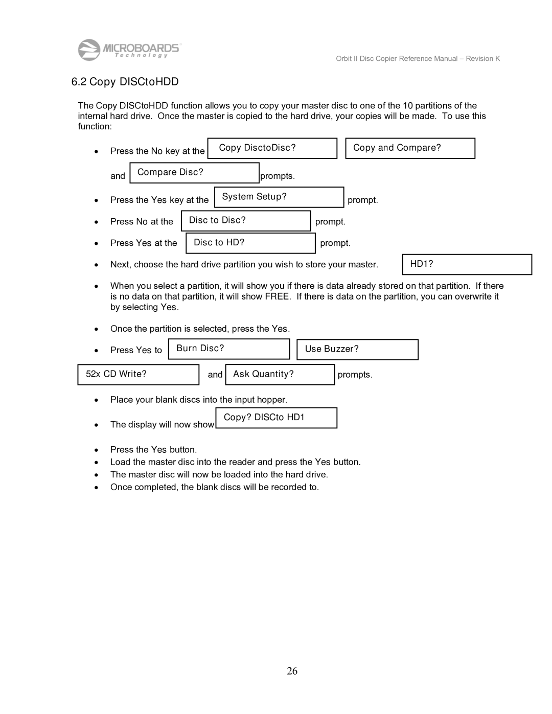 MicroBoards Technology Orbit II manual Copy DISCtoHDD 