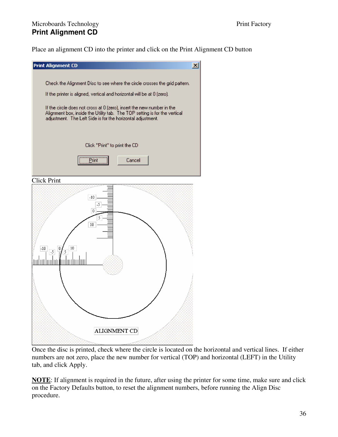 MicroBoards Technology Print Factory user manual Print Alignment CD 