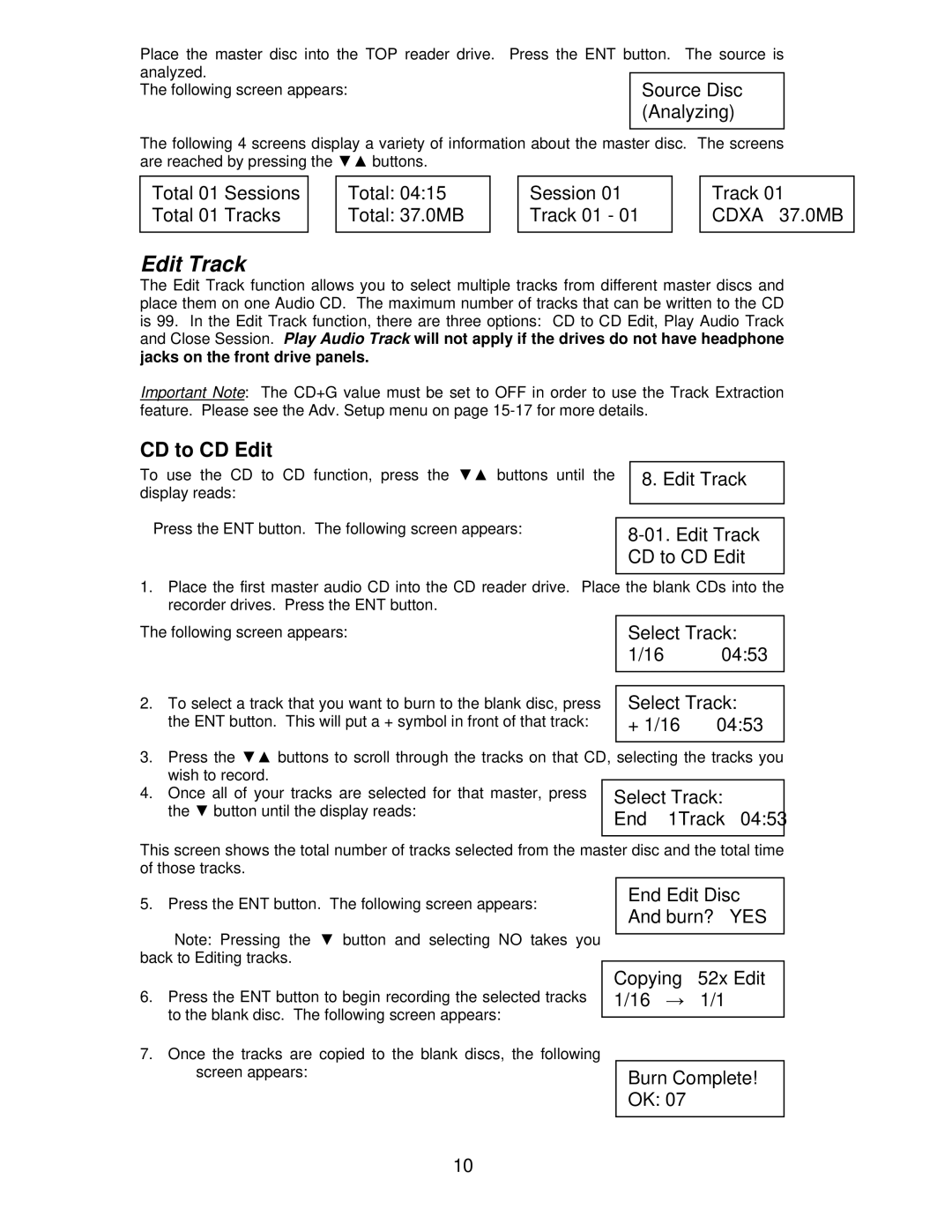 MicroBoards Technology QD-123, QD-125, QD-127, QD-MultiDrive user manual Edit Track 