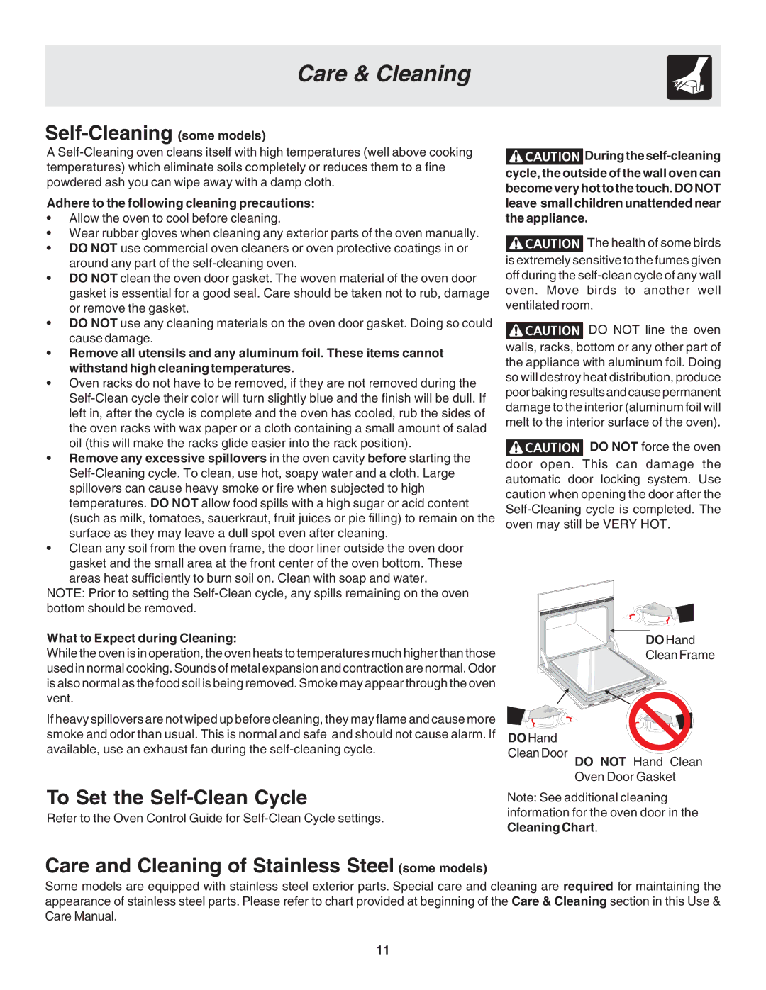 MicroFridge FGB24L2EC manual Self-Cleaning some models, To Set the Self-Clean Cycle, What to Expect during Cleaning 