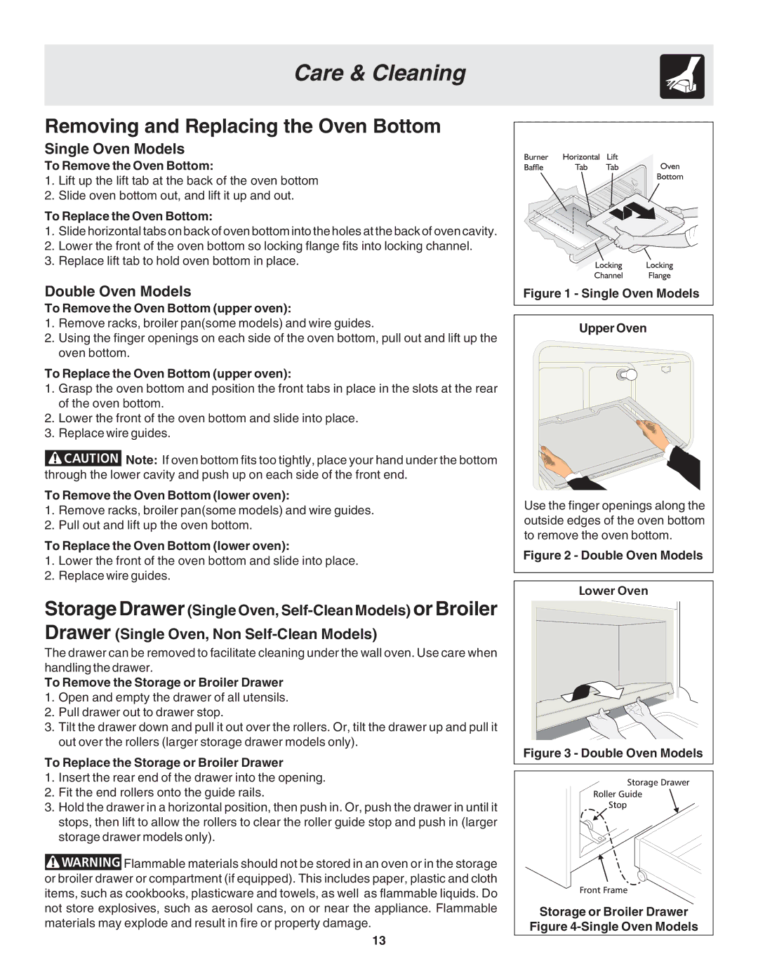 MicroFridge FGB24L2EC manual Removing and Replacing the Oven Bottom 