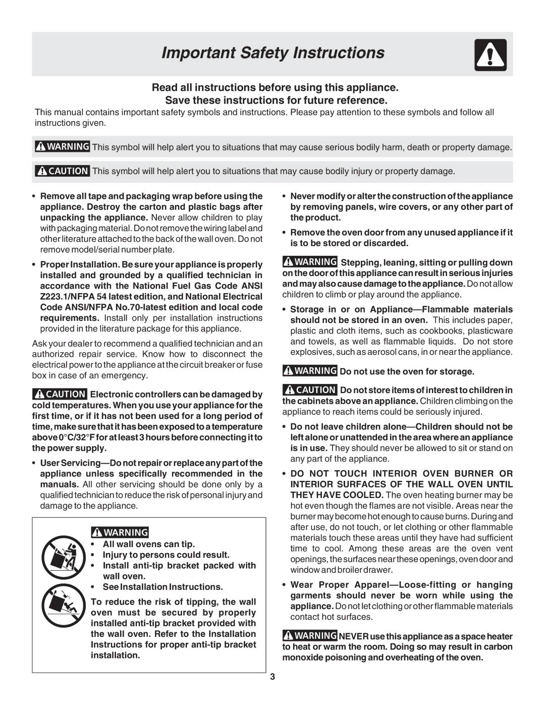 MicroFridge FGB24L2EC manual Important Safety Instructions 