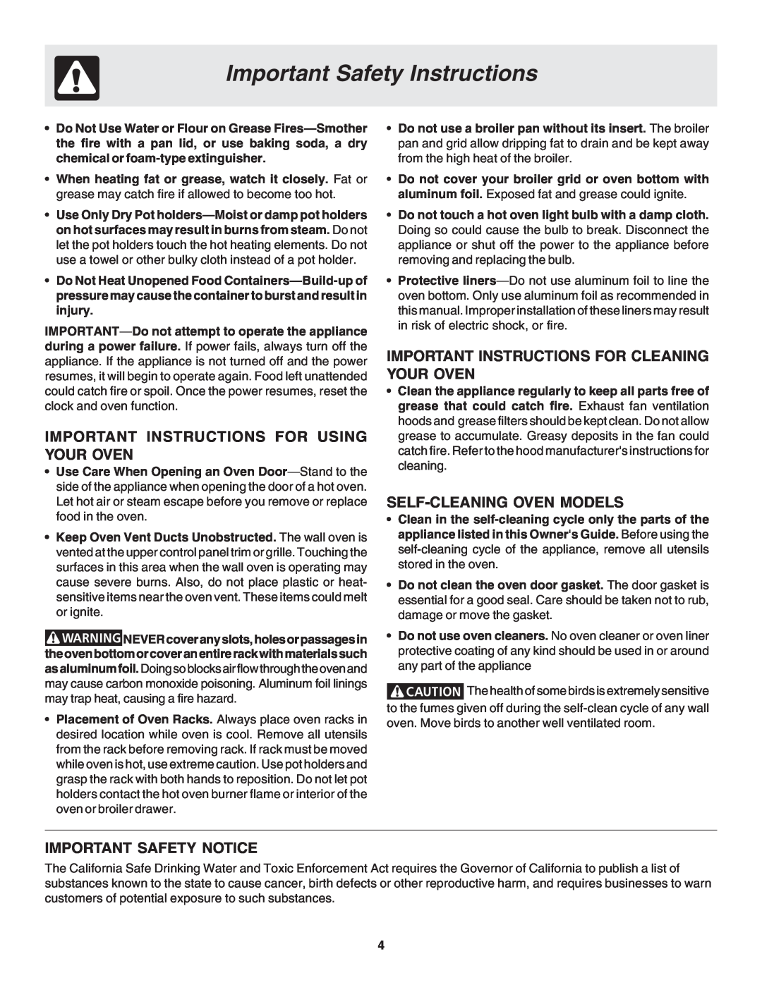 MicroFridge FGB24L2EC manual Important Instructions For Using Your Oven, Important Instructions For Cleaning Your Oven 