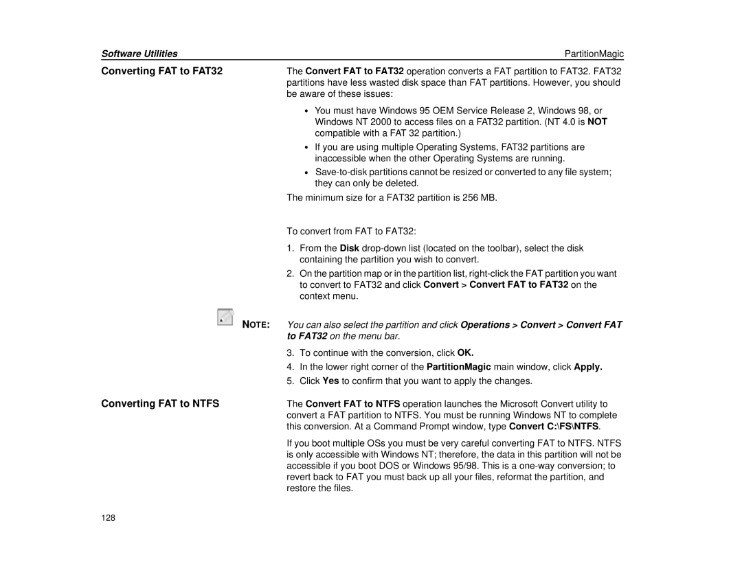 Micron Technology Transport LT warranty Converting FAT to FAT32, Converting FAT to Ntfs 