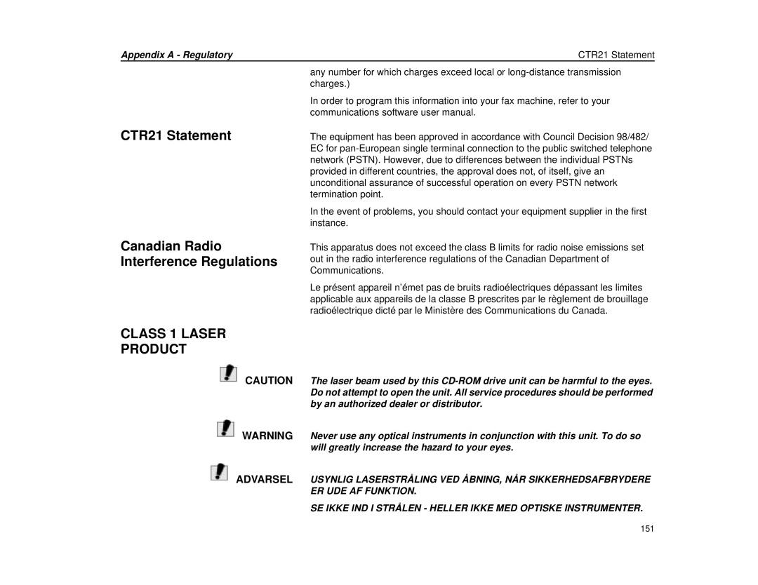 Micron Technology Transport LT warranty Appendix a Regulatory CTR21 Statement 