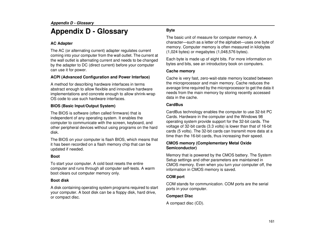 Micron Technology Transport LT warranty Appendix D Glossary 