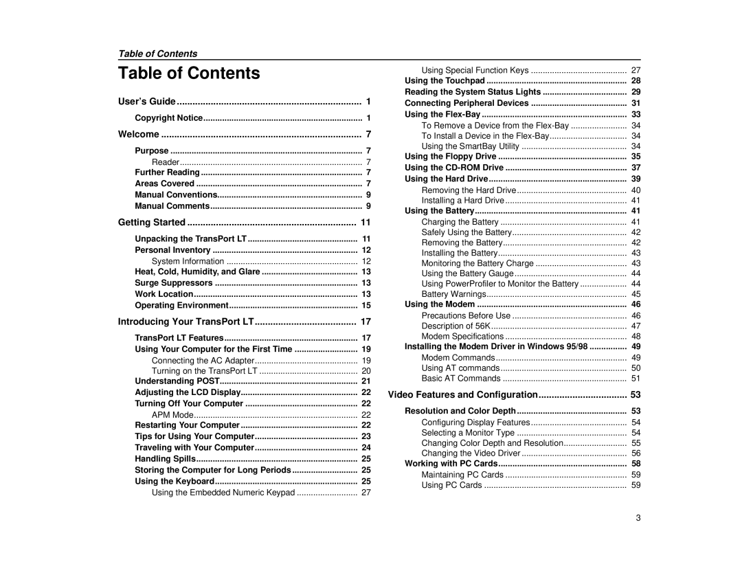 Micron Technology Transport LT warranty Table of Contents 