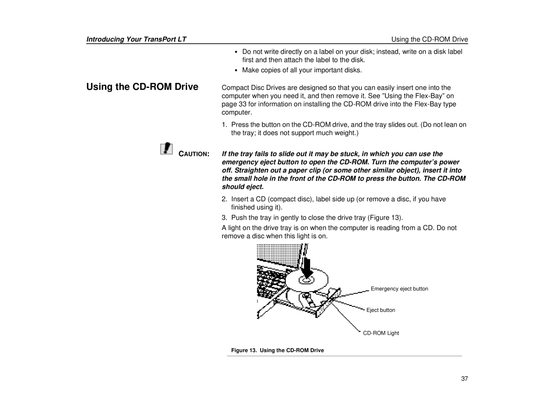 Micron Technology Transport LT warranty Using the CD-ROM Drive 