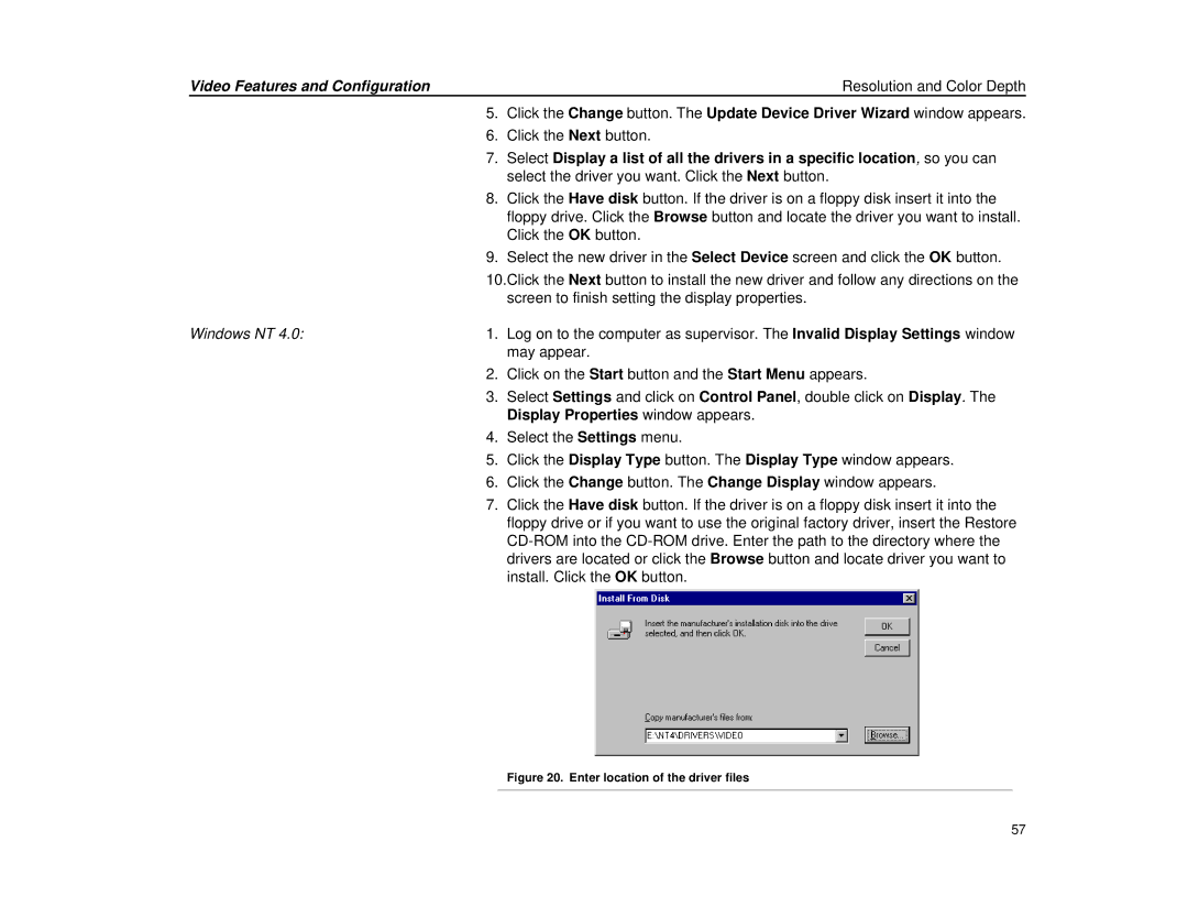 Micron Technology Transport LT warranty Display Properties window appears, Enter location of the driver files 