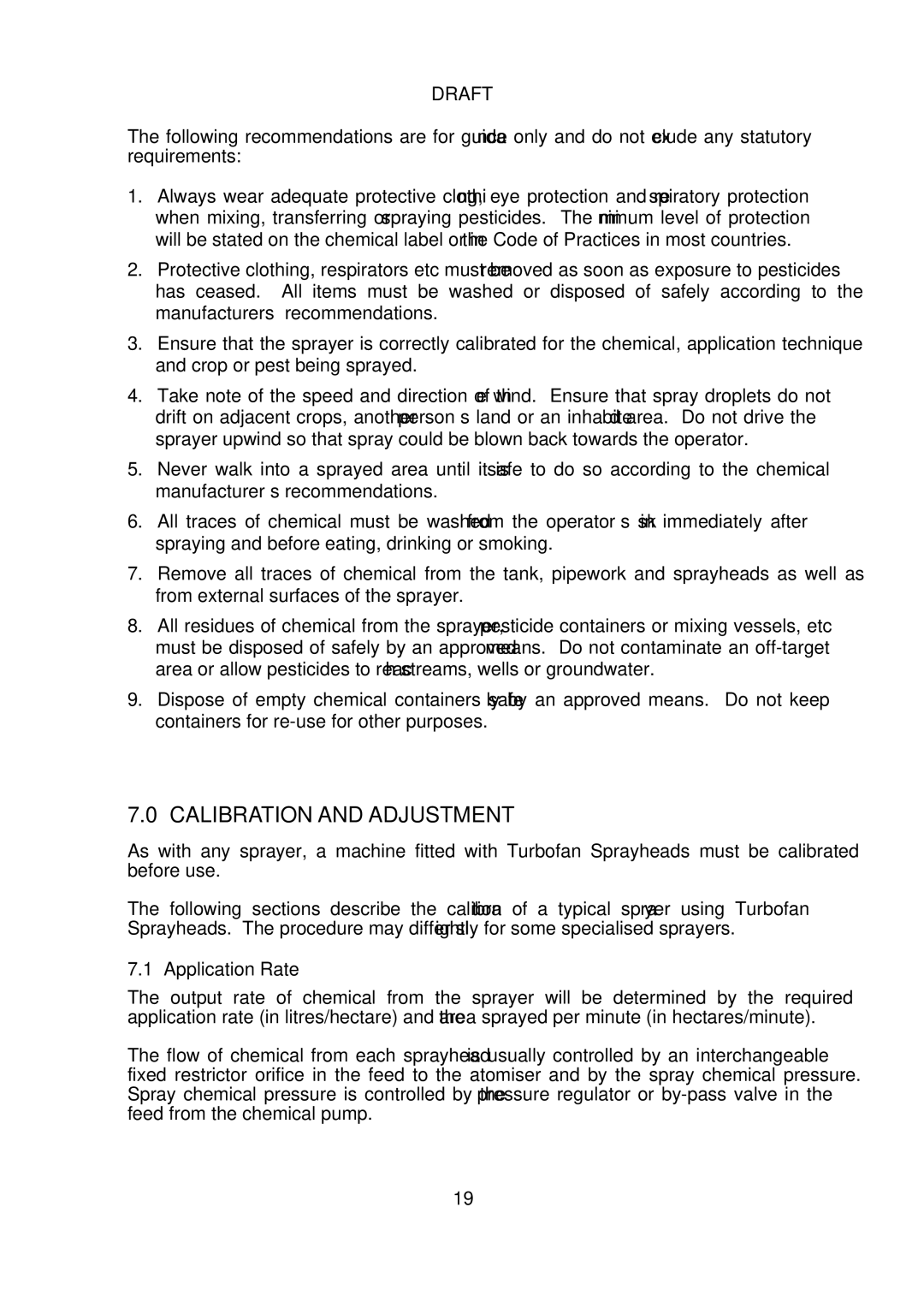 Micron Technology Turbofan instruction manual Calibration and Adjustment, Application Rate 