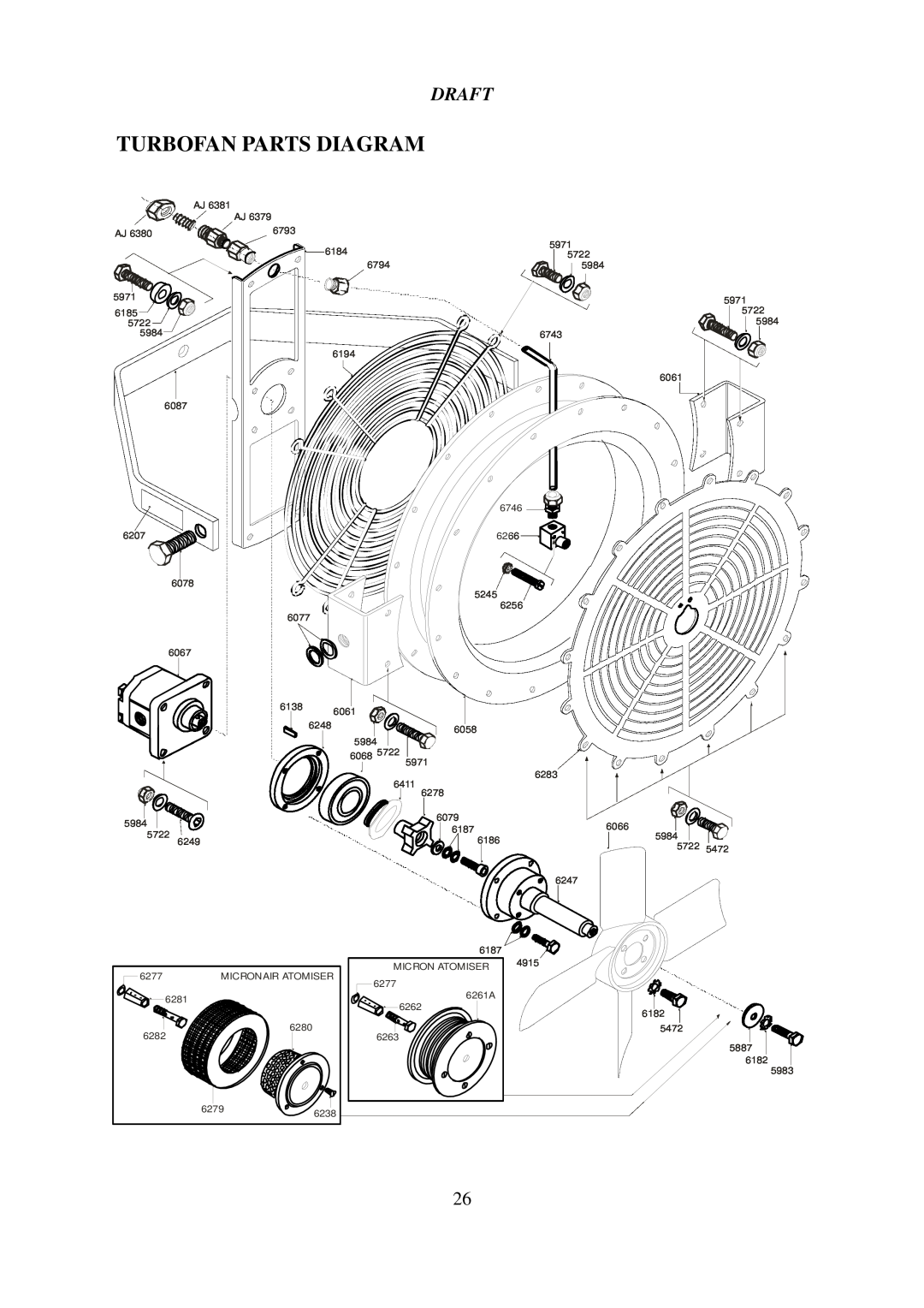 Micron Technology instruction manual Turbofan Parts Diagram, Draft 