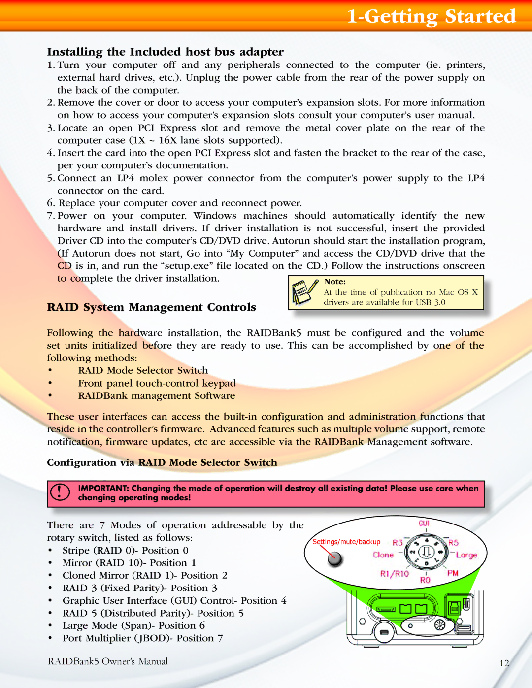 MicroNet Technology 5 manual Installing the Included host bus adapter, RAID System Management Controls 