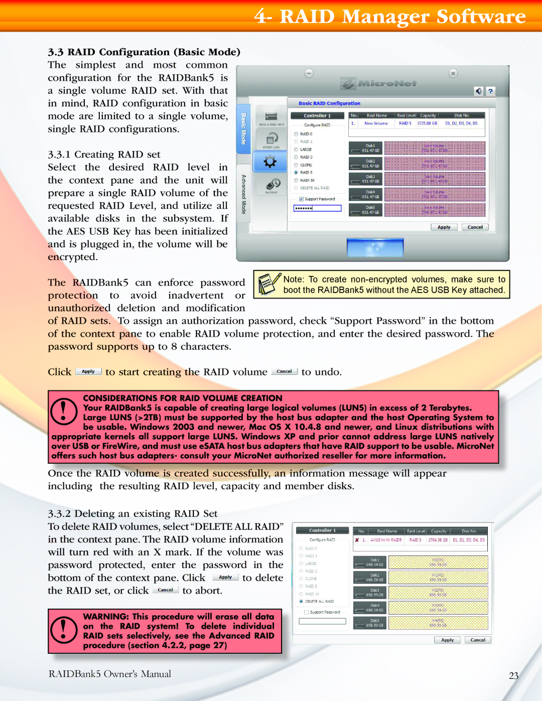 MicroNet Technology 5 manual Considerations for RAID Volume Creation 