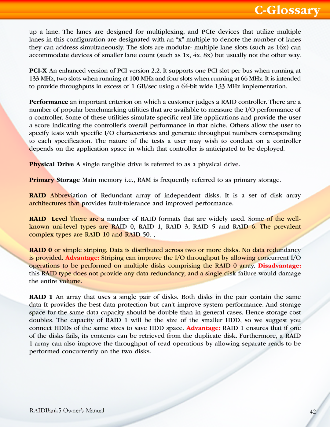 MicroNet Technology 5 manual Glossary 