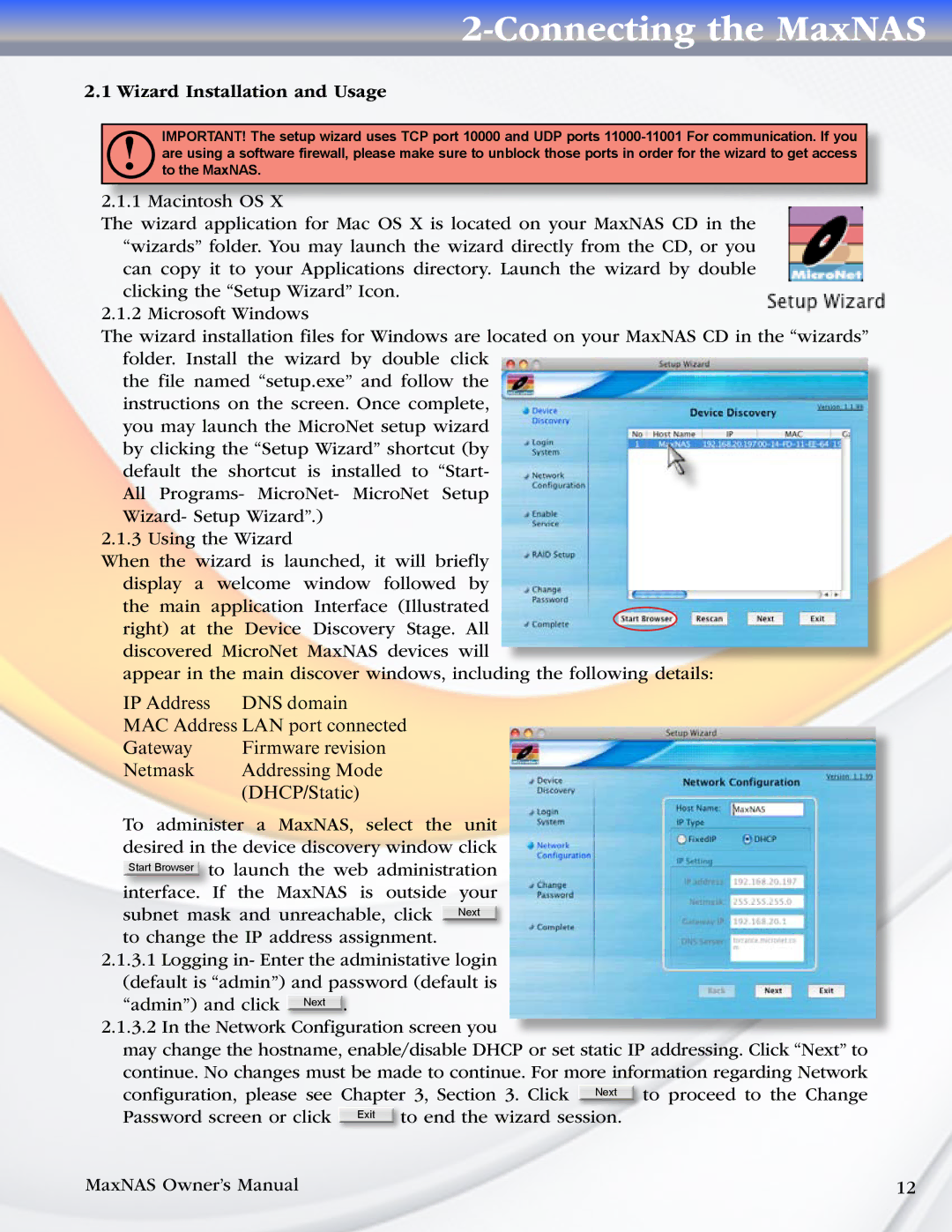 MicroNet Technology MaxNAS manual Wizard Installation and Usage 