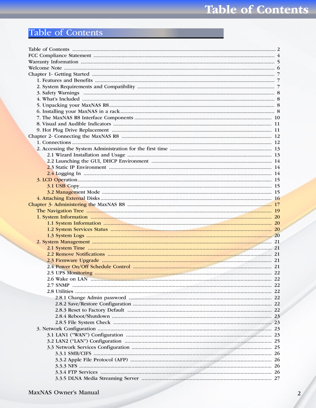 MicroNet Technology R8 manual Table of Contents 