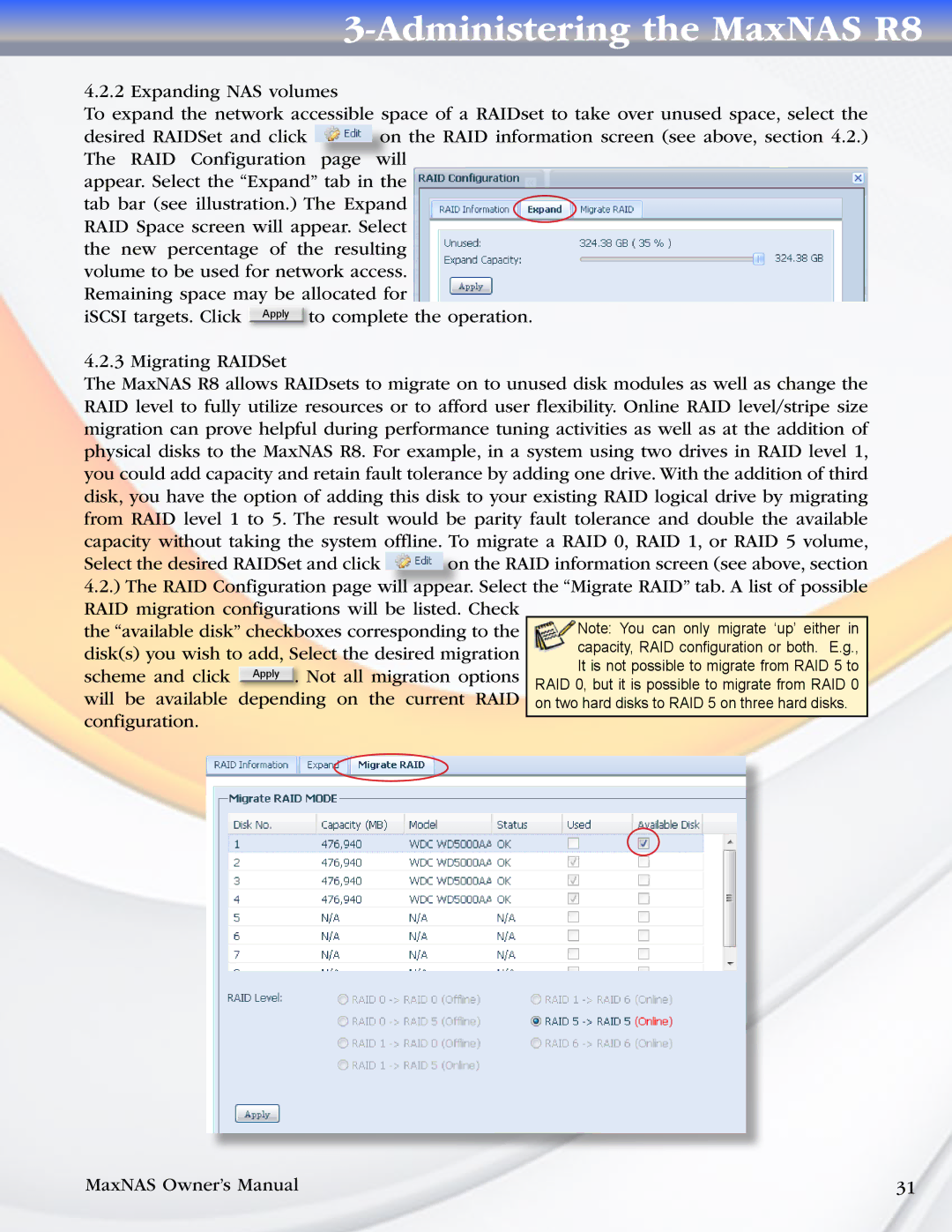 MicroNet Technology manual Administering the MaxNAS R8 